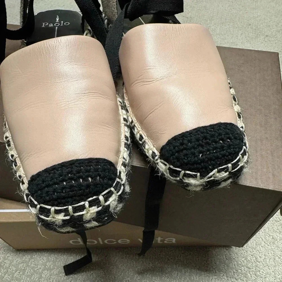 Linea Paolo Women's Ankle Wrap Braided Bottom Espadrille Flats Size 6.5 - Picture 2 of 8